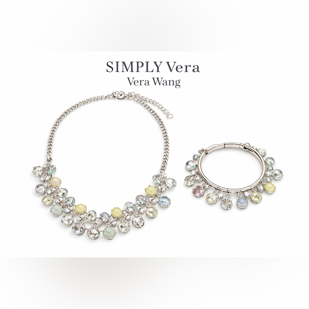 Simply Vera Vera Wang Silver Statement Necklace & Bracelet Set Pastel